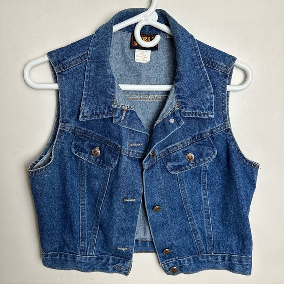 Vintage 90s Faded Glory Denim Vest Women's Size Med Sleeveless Denim 100% Cotton - Picture 1 of 7